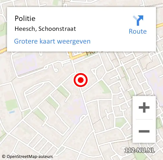 Locatie op kaart van de 112 melding: Politie Heesch, Schoonstraat op 16 september 2021 21:16