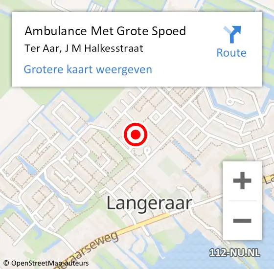 Locatie op kaart van de 112 melding: Ambulance Met Grote Spoed Naar Ter Aar, J M Halkesstraat op 23 juni 2014 09:50