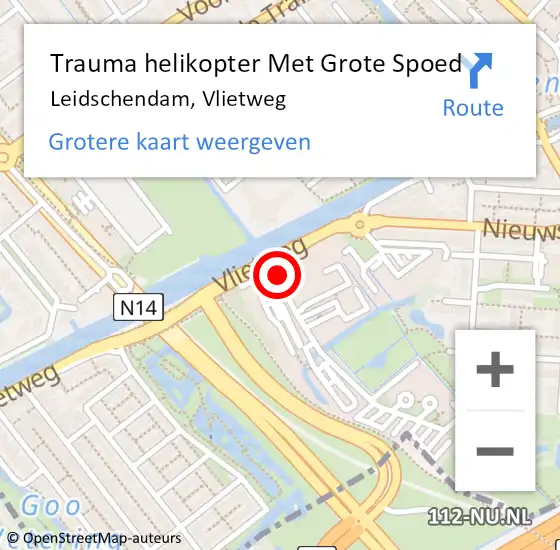 Locatie op kaart van de 112 melding: Trauma helikopter Met Grote Spoed Naar Leidschendam, Vlietweg op 16 september 2021 22:10