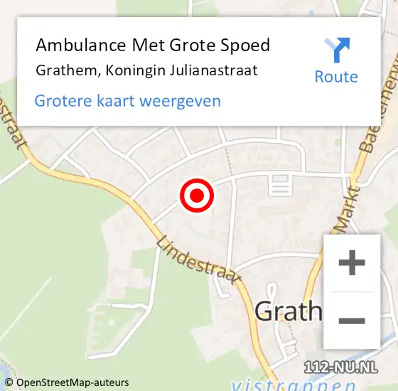Locatie op kaart van de 112 melding: Ambulance Met Grote Spoed Naar Grathem, Koningin Julianastraat op 16 september 2021 22:39
