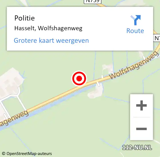 Locatie op kaart van de 112 melding: Politie Hasselt, Wolfshagenweg op 16 september 2021 22:50