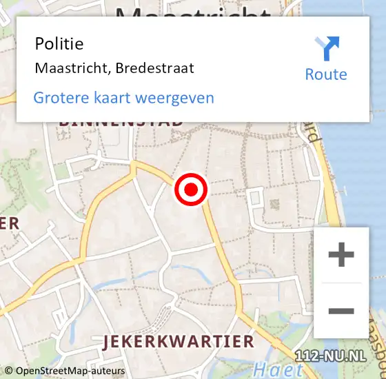 Locatie op kaart van de 112 melding: Politie Maastricht, Bredestraat op 16 september 2021 22:54