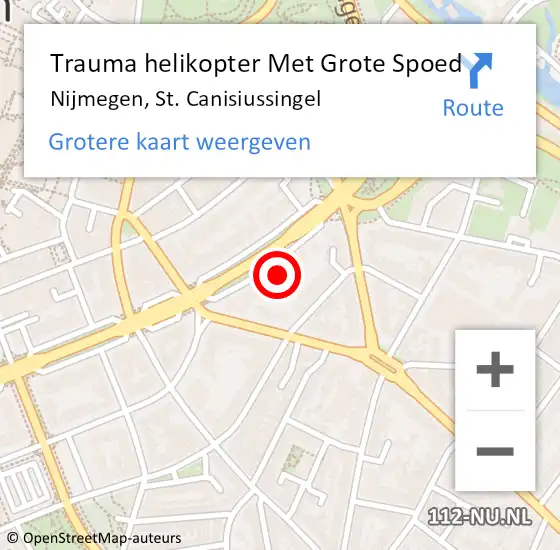Locatie op kaart van de 112 melding: Trauma helikopter Met Grote Spoed Naar Nijmegen, St. Canisiussingel op 16 september 2021 23:10