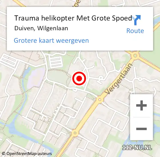Locatie op kaart van de 112 melding: Trauma helikopter Met Grote Spoed Naar Duiven, Wilgenlaan op 16 september 2021 23:29