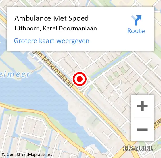 Locatie op kaart van de 112 melding: Ambulance Met Spoed Naar Uithoorn, Karel Doormanlaan op 17 september 2021 00:16