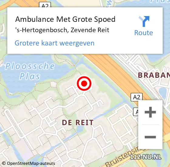 Locatie op kaart van de 112 melding: Ambulance Met Grote Spoed Naar 's-Hertogenbosch, Zevende Reit op 17 september 2021 00:17