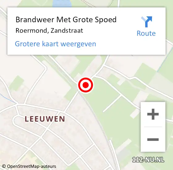 Locatie op kaart van de 112 melding: Brandweer Met Grote Spoed Naar Roermond, Zandstraat op 17 september 2021 00:18