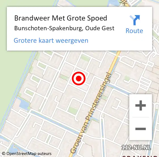 Locatie op kaart van de 112 melding: Brandweer Met Grote Spoed Naar Bunschoten-Spakenburg, Oude Gest op 17 september 2021 00:36
