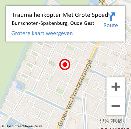 Locatie op kaart van de 112 melding: Trauma helikopter Met Grote Spoed Naar Bunschoten-Spakenburg, Oude Gest op 17 september 2021 00:41