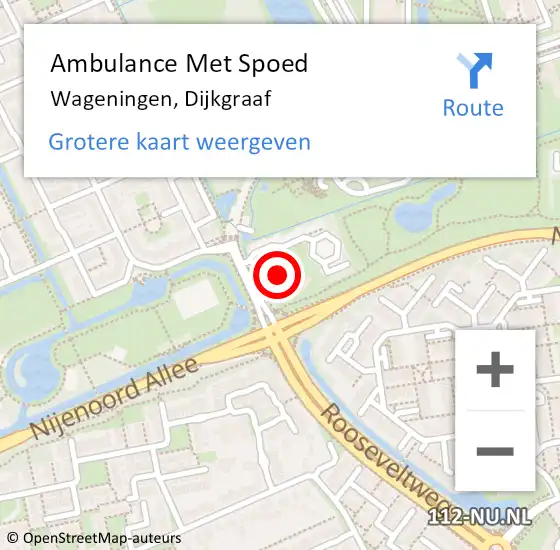 Locatie op kaart van de 112 melding: Ambulance Met Spoed Naar Wageningen, Dijkgraaf op 17 september 2021 00:43