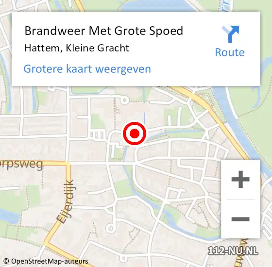 Locatie op kaart van de 112 melding: Brandweer Met Grote Spoed Naar Hattem, Kleine Gracht op 17 september 2021 00:53