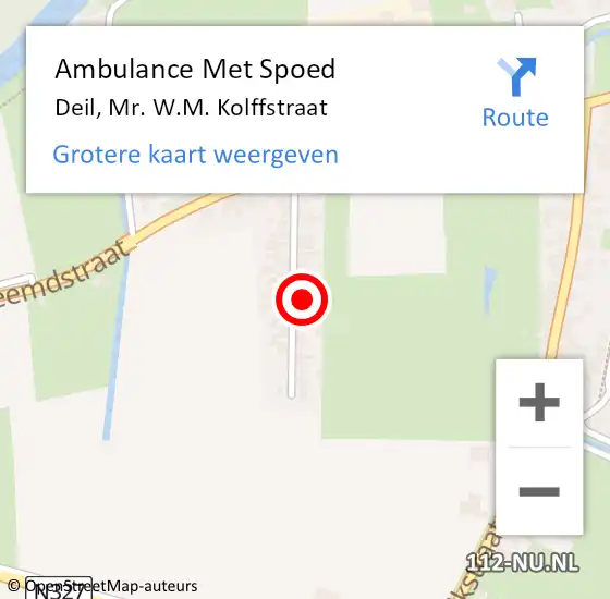 Locatie op kaart van de 112 melding: Ambulance Met Spoed Naar Deil, Mr. W.M. Kolffstraat op 17 september 2021 00:56