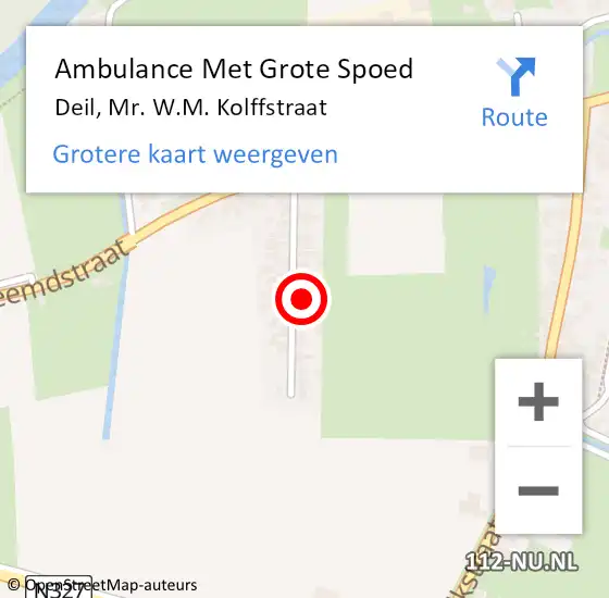 Locatie op kaart van de 112 melding: Ambulance Met Grote Spoed Naar Deil, Mr. W.M. Kolffstraat op 17 september 2021 00:57