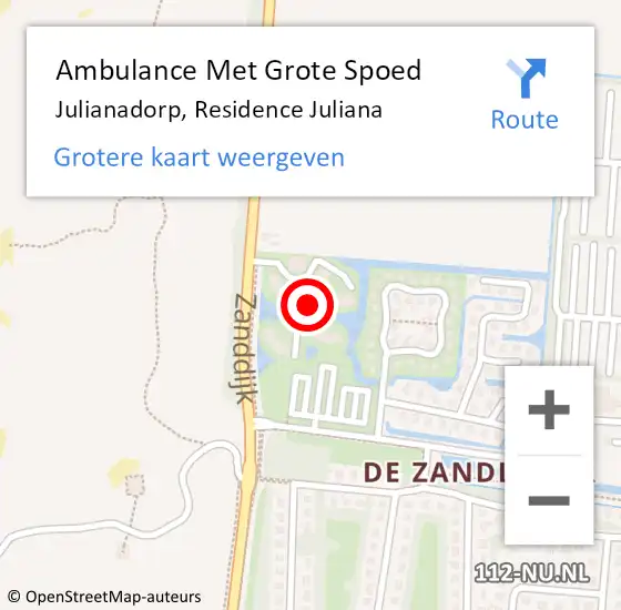 Locatie op kaart van de 112 melding: Ambulance Met Grote Spoed Naar Julianadorp, Residence Juliana op 17 september 2021 01:04