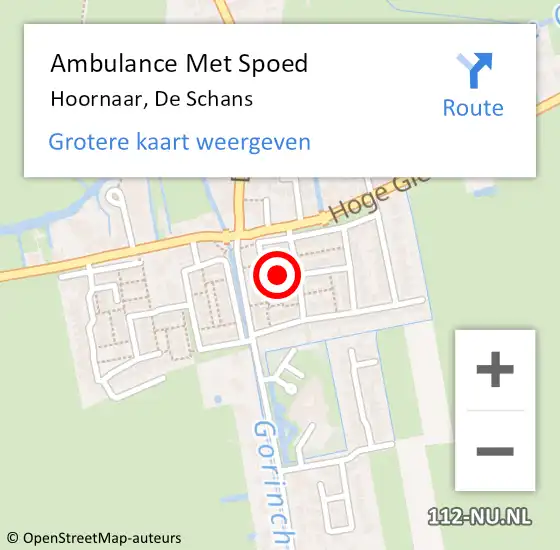 Locatie op kaart van de 112 melding: Ambulance Met Spoed Naar Hoornaar, De Schans op 17 september 2021 01:15