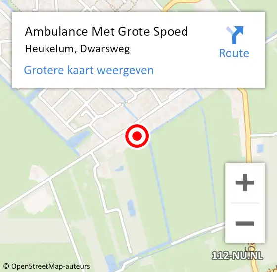 Locatie op kaart van de 112 melding: Ambulance Met Grote Spoed Naar Heukelum, Dwarsweg op 17 september 2021 02:59