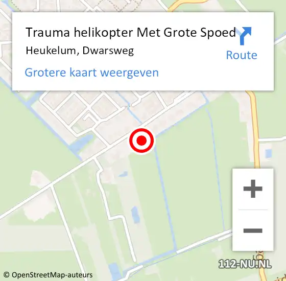 Locatie op kaart van de 112 melding: Trauma helikopter Met Grote Spoed Naar Heukelum, Dwarsweg op 17 september 2021 03:02