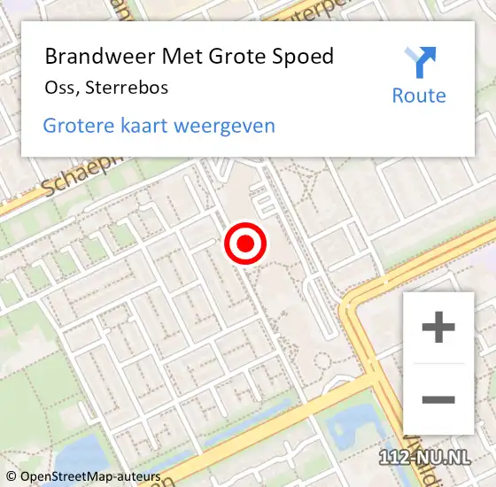 Locatie op kaart van de 112 melding: Brandweer Met Grote Spoed Naar Oss, Sterrebos op 17 september 2021 03:40