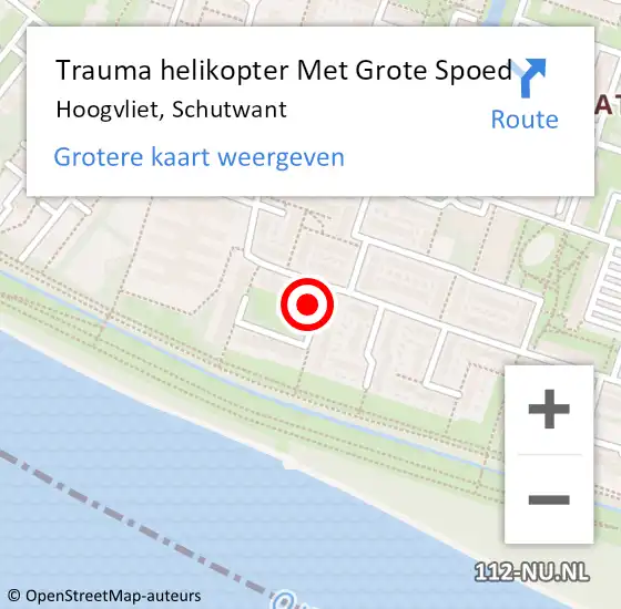 Locatie op kaart van de 112 melding: Trauma helikopter Met Grote Spoed Naar Hoogvliet, Schutwant op 17 september 2021 04:39
