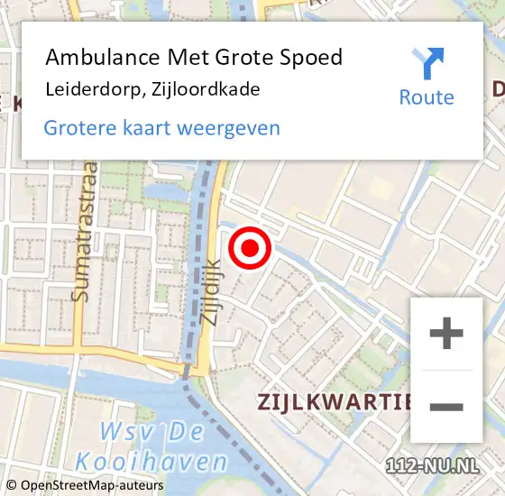 Locatie op kaart van de 112 melding: Ambulance Met Grote Spoed Naar Leiderdorp, Zijloordkade op 17 september 2021 04:47