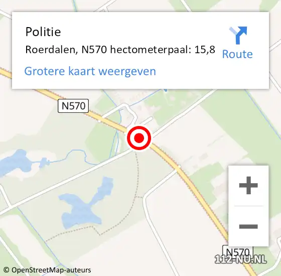 Locatie op kaart van de 112 melding: Politie Roerdalen, N570 hectometerpaal: 15,8 op 17 september 2021 05:14