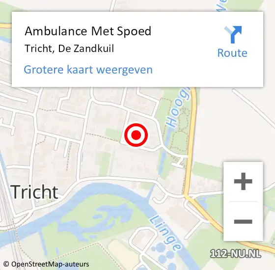 Locatie op kaart van de 112 melding: Ambulance Met Spoed Naar Tricht, De Zandkuil op 17 september 2021 05:53