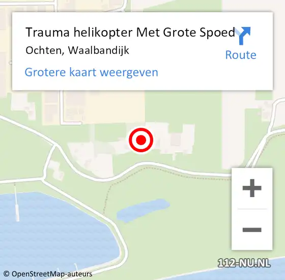 Locatie op kaart van de 112 melding: Trauma helikopter Met Grote Spoed Naar Ochten, Waalbandijk op 17 september 2021 06:45