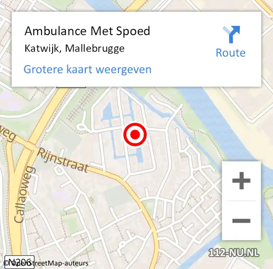 Locatie op kaart van de 112 melding: Ambulance Met Spoed Naar Katwijk, Mallebrugge op 17 september 2021 07:31