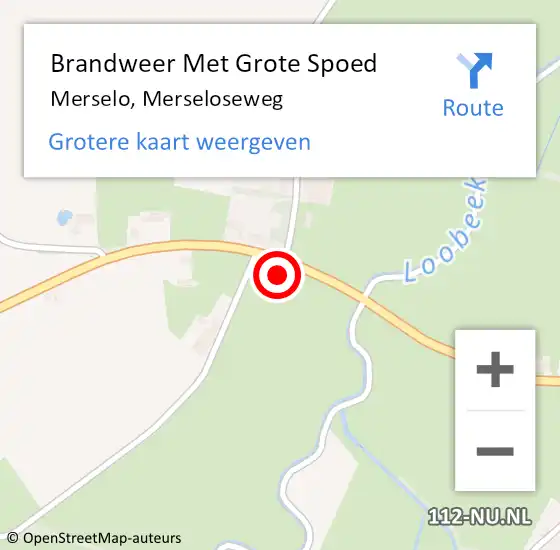 Locatie op kaart van de 112 melding: Brandweer Met Grote Spoed Naar Merselo, Merseloseweg op 17 september 2021 07:51