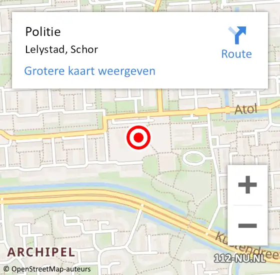 Locatie op kaart van de 112 melding: Politie Lelystad, Schor op 17 september 2021 08:26