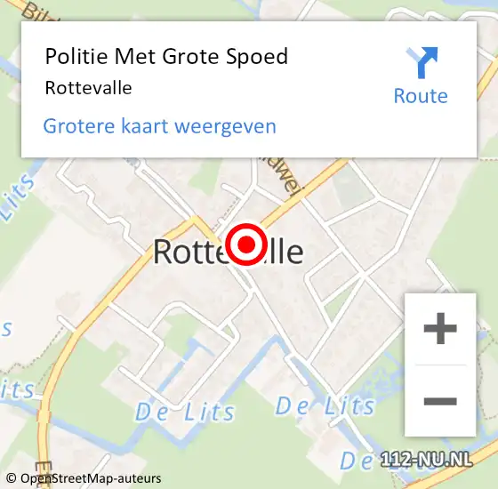 Locatie op kaart van de 112 melding: Politie Met Grote Spoed Naar Rottevalle op 17 september 2021 08:41