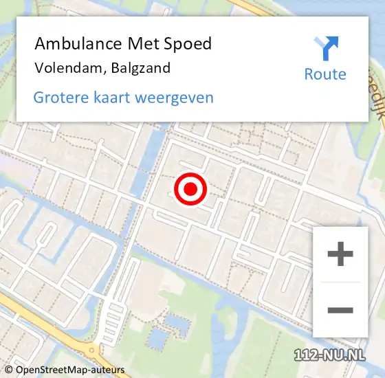 Locatie op kaart van de 112 melding: Ambulance Met Spoed Naar Volendam, Balgzand op 17 september 2021 08:51