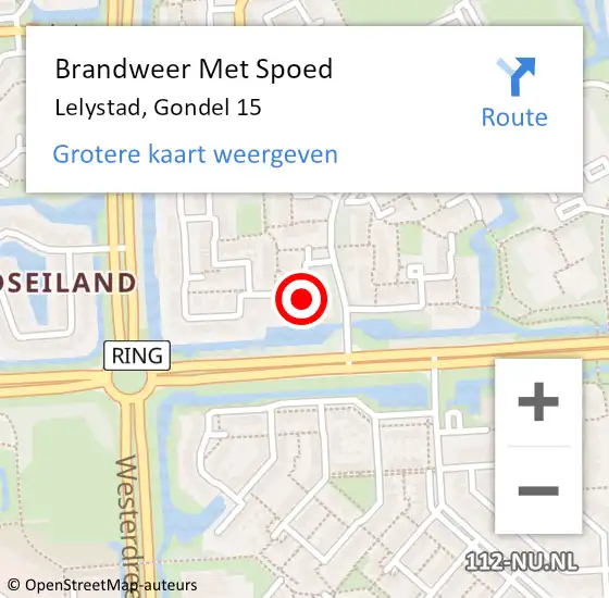 Locatie op kaart van de 112 melding: Brandweer Met Spoed Naar Lelystad, Gondel 15 op 17 september 2021 09:07