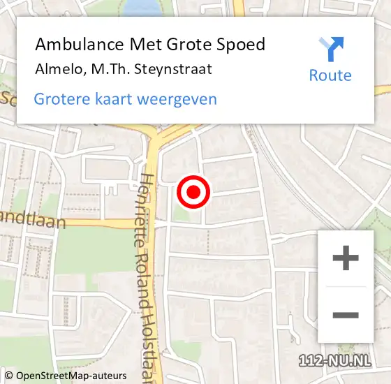 Locatie op kaart van de 112 melding: Ambulance Met Grote Spoed Naar Almelo, M.Th. Steynstraat op 17 september 2021 09:24