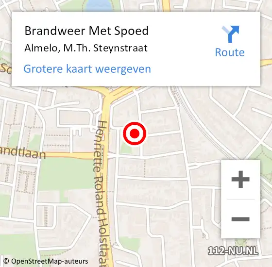 Locatie op kaart van de 112 melding: Brandweer Met Spoed Naar Almelo, M.Th. Steynstraat op 17 september 2021 09:51