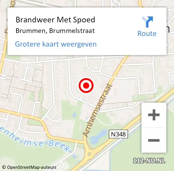 Locatie op kaart van de 112 melding: Brandweer Met Spoed Naar Brummen, Brummelstraat op 17 september 2021 10:07