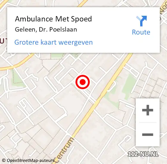 Locatie op kaart van de 112 melding: Ambulance Met Spoed Naar Geleen, Dr. Poelslaan op 23 juni 2014 10:23