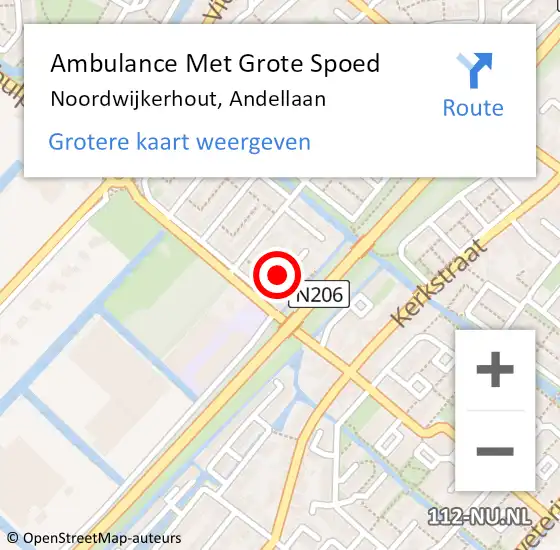 Locatie op kaart van de 112 melding: Ambulance Met Grote Spoed Naar Noordwijkerhout, Andellaan op 17 september 2021 10:18