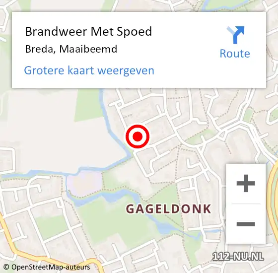 Locatie op kaart van de 112 melding: Brandweer Met Spoed Naar Breda, Maaibeemd op 17 september 2021 10:20