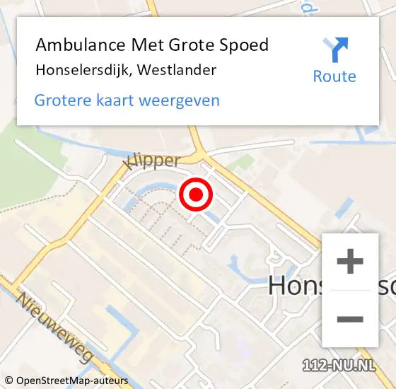 Locatie op kaart van de 112 melding: Ambulance Met Grote Spoed Naar Honselersdijk, Westlander op 17 september 2021 10:23