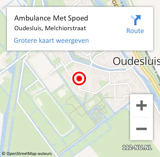 Locatie op kaart van de 112 melding: Ambulance Met Spoed Naar Oudesluis, Melchiorstraat op 17 september 2021 10:26