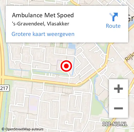 Locatie op kaart van de 112 melding: Ambulance Met Spoed Naar 's-Gravendeel, Vlasakker op 17 september 2021 10:38