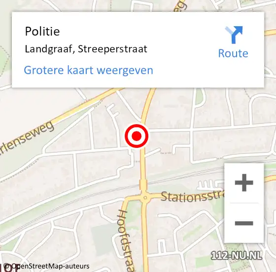 Locatie op kaart van de 112 melding: Politie Landgraaf, Streeperstraat op 17 september 2021 10:59