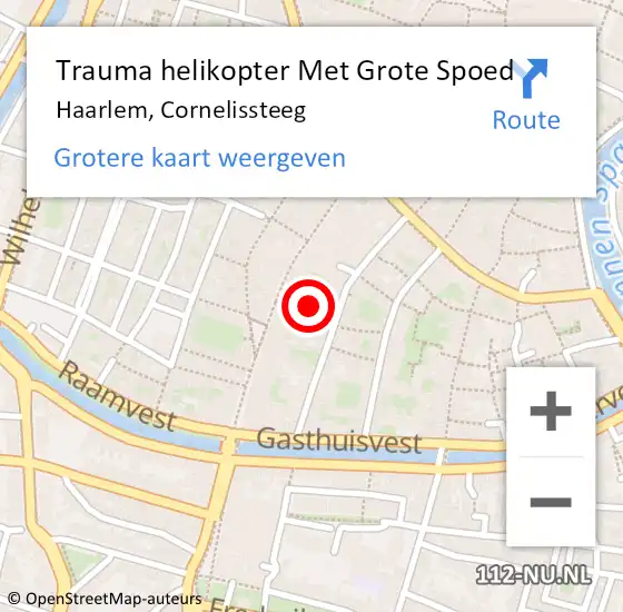 Locatie op kaart van de 112 melding: Trauma helikopter Met Grote Spoed Naar Haarlem, Cornelissteeg op 17 september 2021 11:01