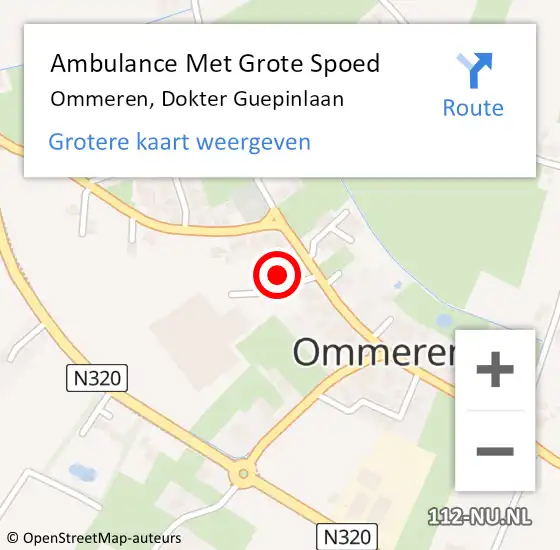 Locatie op kaart van de 112 melding: Ambulance Met Grote Spoed Naar Ommeren, Dokter Guepinlaan op 17 september 2021 11:15