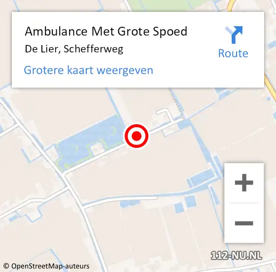 Locatie op kaart van de 112 melding: Ambulance Met Grote Spoed Naar De Lier, Schefferweg op 17 september 2021 11:26