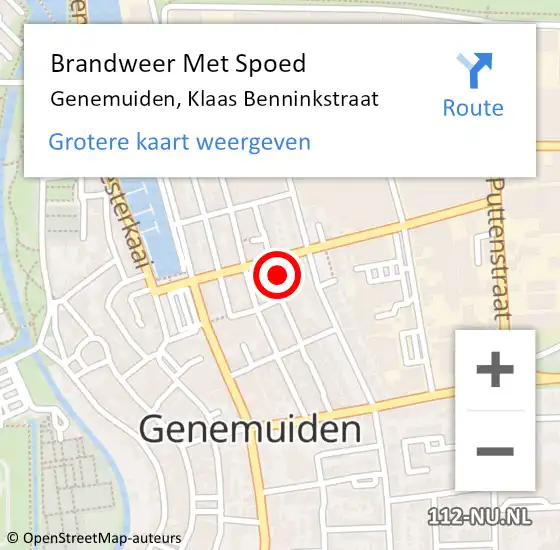 Locatie op kaart van de 112 melding: Brandweer Met Spoed Naar Genemuiden, Klaas Benninkstraat op 17 september 2021 11:30