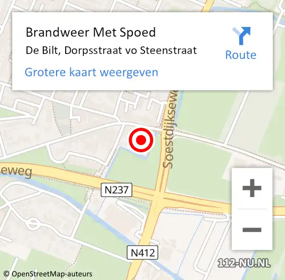 Locatie op kaart van de 112 melding: Brandweer Met Spoed Naar De Bilt, Dorpsstraat vo Steenstraat op 17 september 2021 11:41