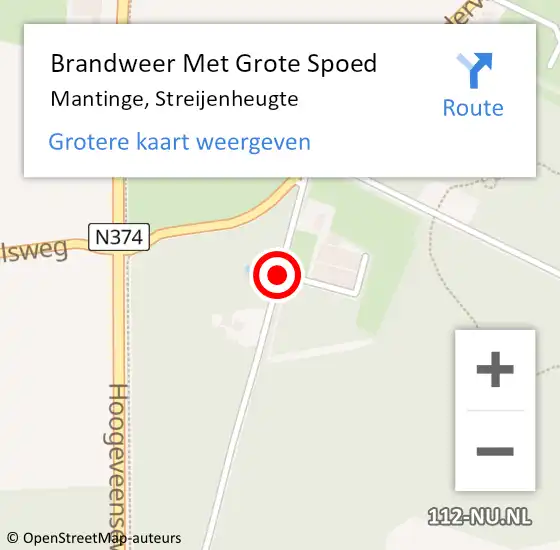 Locatie op kaart van de 112 melding: Brandweer Met Grote Spoed Naar Mantinge, Streijenheugte op 17 september 2021 11:54