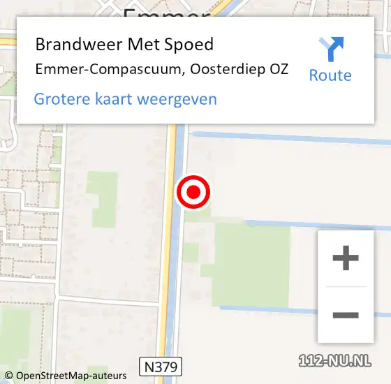 Locatie op kaart van de 112 melding: Brandweer Met Spoed Naar Emmer-Compascuum, Oosterdiep OZ op 17 september 2021 12:05